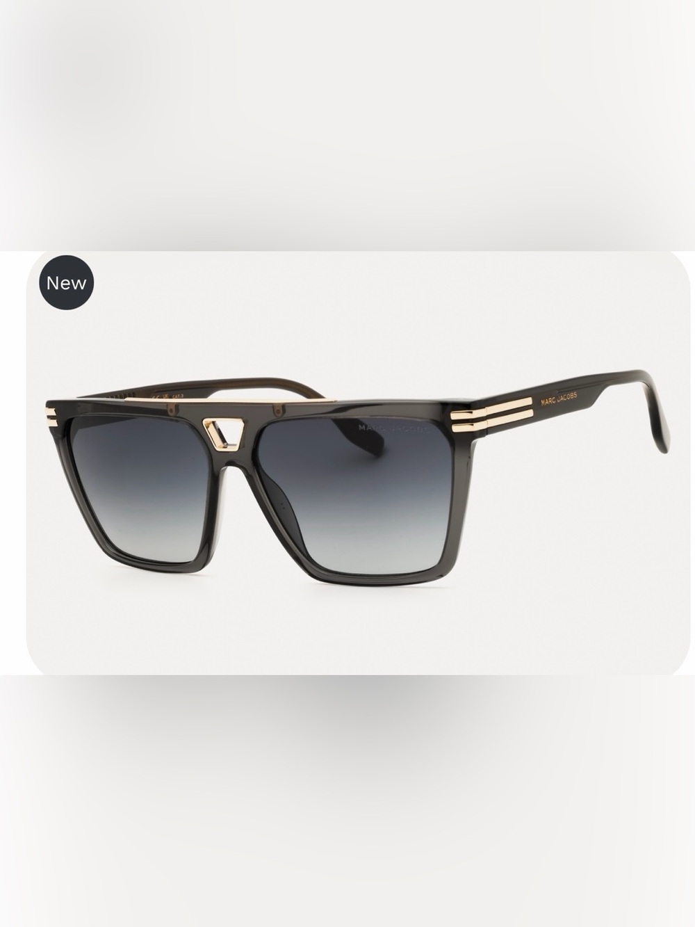 Marc Jacobs Black Frame Sunglasses with Gradient Gray Lenses and Gold Trim
